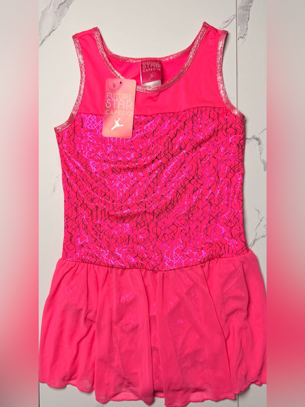 Capezio Girls' Hot Pink Sparkle Skirted Leotard